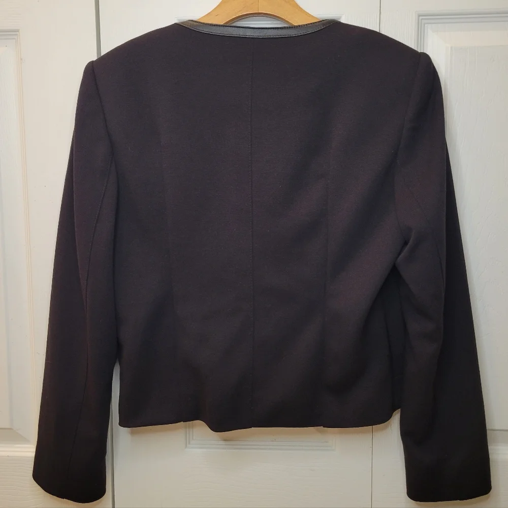 Calvin Klein Black Blazer Lined w/ Leather Size 10 - Picture 7 of 7